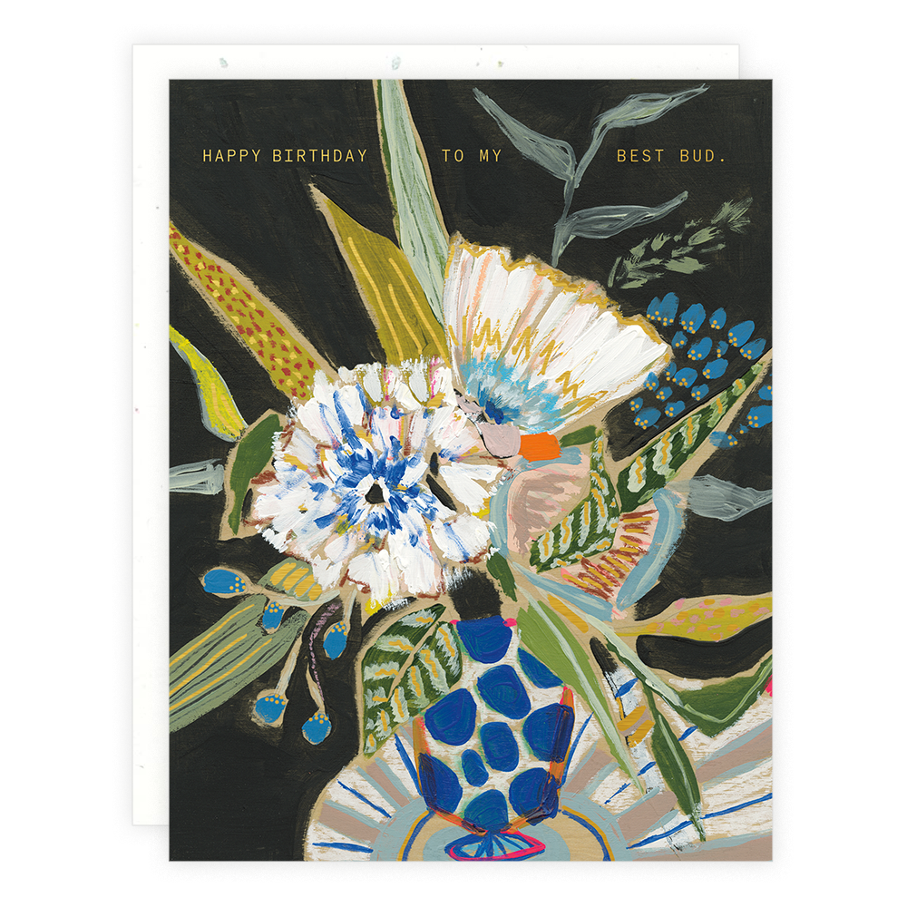 Blue Polka Floral Card