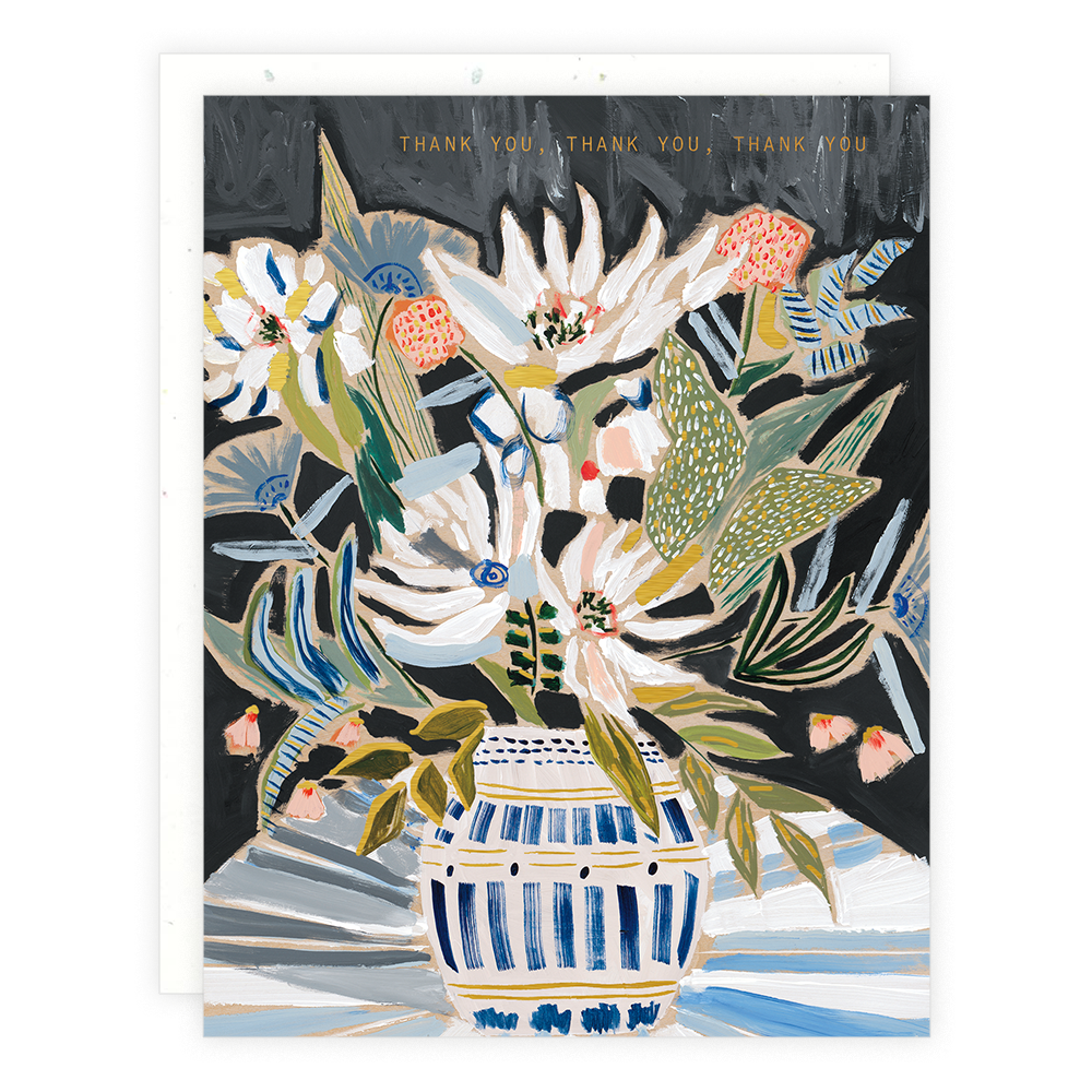 Blue White Floral Card